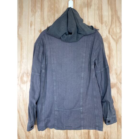 Free People Grunge Gray Double Layer 2-Fer Jacket Coat Snap Zip Pockets Size XS - Picture 5 of 11